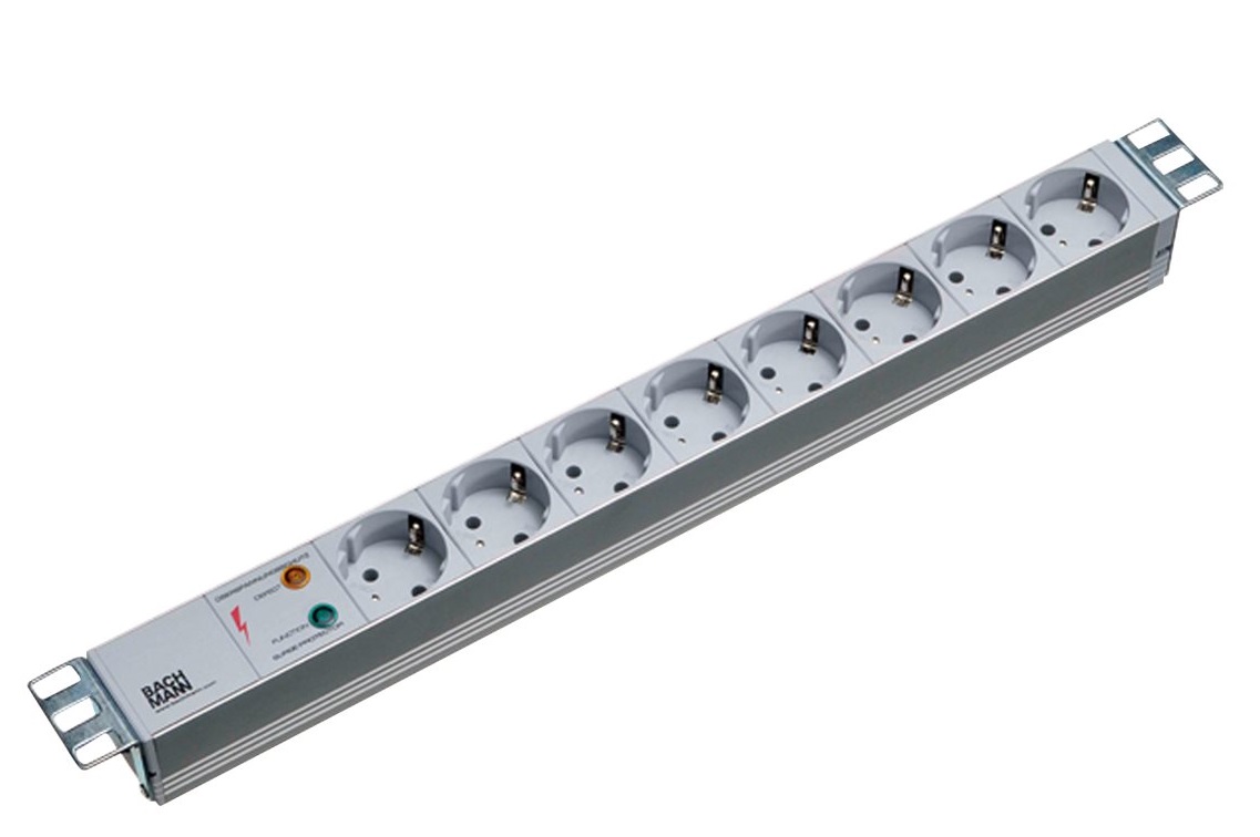 Artikelbild 1 des Artikels “BACHMANN 48,26cm 19Zoll Steckdosenleiste 8-fach mit ÜS ohne Schalter “